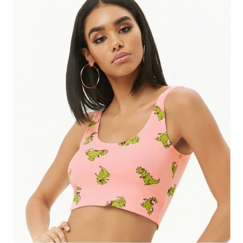 Forever21 x Nickelodeon Rugrats Dinosaur crop top pink